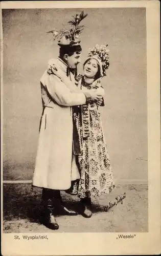 Ak Pan młody und Panna młoda aus Drama Wesele, Stanisław Wyspiański