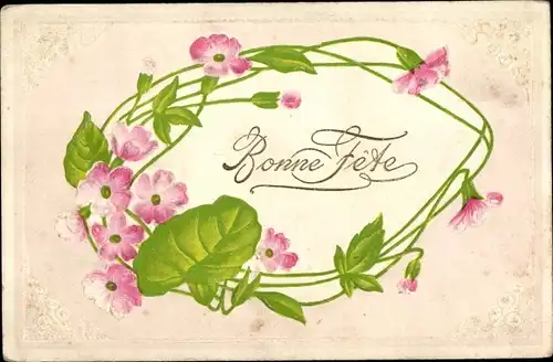 Präge Ak Glückwunsch Geburtstag, Bonne Fete, Blumenkranz