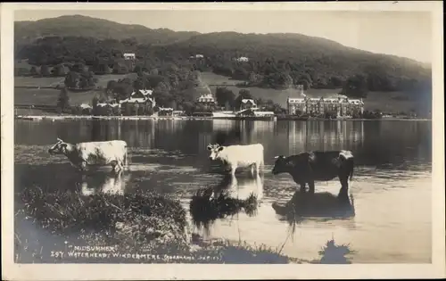 Ak Windermere Cumbria England, Midsummer, Waterhead