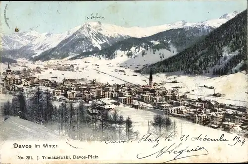 Ak Davos Kt Graubünden Schweiz, Ort im Winter