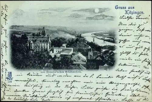 Mondschein Ak Kitzingen in Mainfranken Bayern, Von Deuster'sches Schlösschen