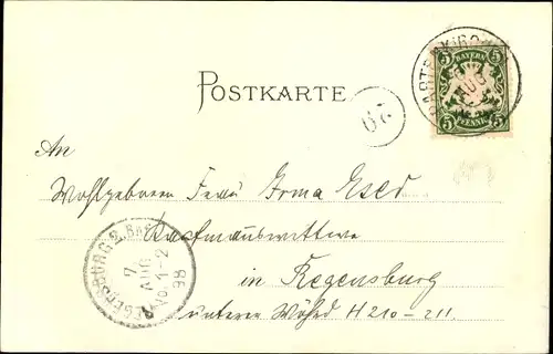 Litho Garmisch Partenkirchen in Oberbayern, Hotel Post, Kirche, Gebirge