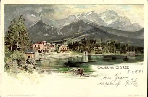 Künstler Litho Deuchert, H., Grainau im Kreis Garmisch Partenkirchen, Eibsee, Gebirge