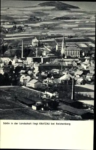 Ak Chrastava Kratzau Region Reichenberg, Ortschaft mit Umgebung