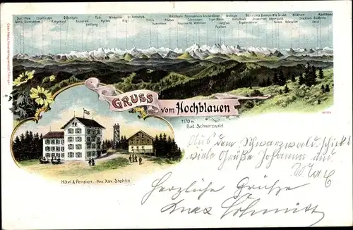 Ak Blauen Badenweiler im Schwarzwald, Hochblauen, Hotel und Pension, Gebirge