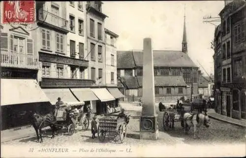 Ak Honfleur Calvados, Place de l'Obelisque