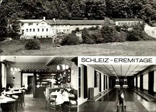 Ak Oschitz Schleiz im Vogtland Thüringen, HO Kommissionsgaststätte Eremitage, Kegelbahn