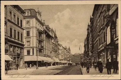 Ak Saarbrücken im Saarland, Bahnhofstraße, Welthaus