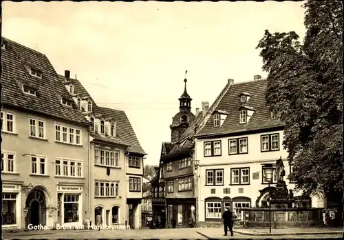 Ak Gotha in Thüringen, Brühl, Marktbrunnen, Geschäfte