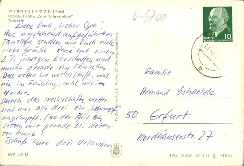 Ak Wernigerode am Harz, HO-Gaststätte Vier Jahreszeiten, Tanzcafe