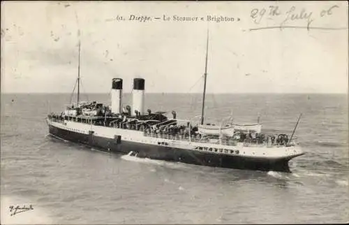 Ak Dieppe Seine Maritime, Dampfer Brighton