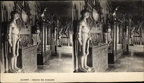 Stereo Ak Cluny Saône-et-Loire, Galerie des Armures