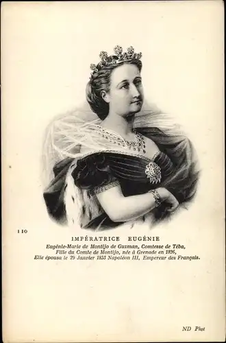 Künstler Ak Imperatrice Eugenie, Kaiserin von Frankreich