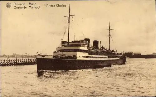 Ak Ostende Westflandern, La Malle, Fährschiff Prince Charles