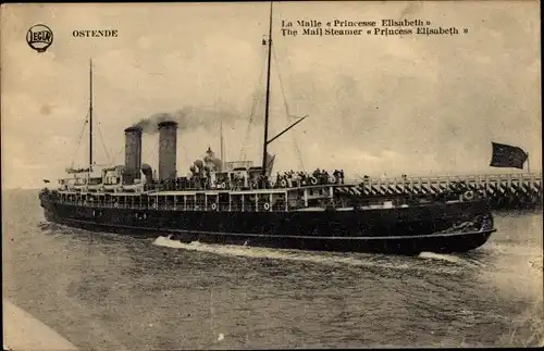 Ak Ostende, Belgian State Railways, La Malle Princesse Elisabeth