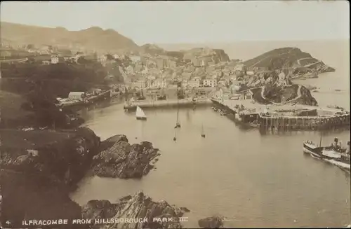 Ak Ilfracombe Devon England, View from Hillsborough Park