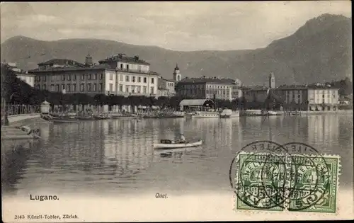 Ak Lugano Kanton Tessin Schweiz, Quai, Stadt