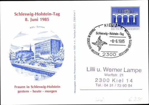 Ak Hansestadt Kiel, Schleswig Holstein Tag 1985, Frauen in SH gestern, heute, morgen, Schloss