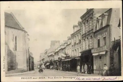 Ak Isigny sur Mer Calvados, Rue Emile Demagny