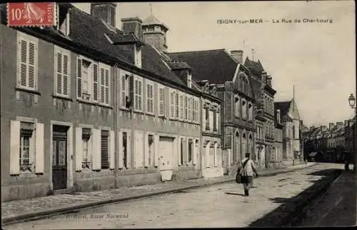 Ak Isigny sur Mer Calvados, La Rue de Charbourg