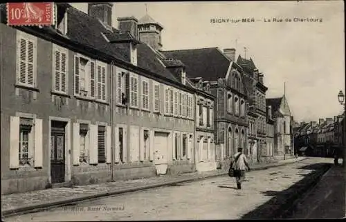 Ak Isigny sur Mer Calvados, Rue de Cherbourg