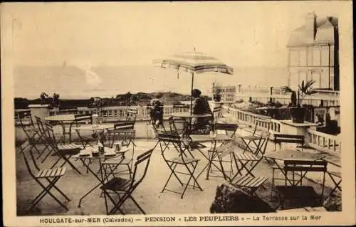 Ak Houlgate sur Mer Calvados, Pension Les Peupliers, Le Terrasse sur la Mer