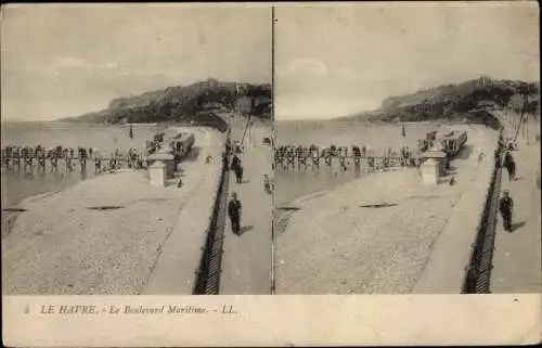 Stereo Ak Le Havre Seine Maritime, Le Boulevard Maritime