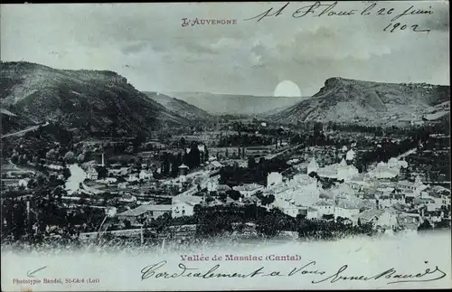 Mondschein Ak Massiac Cantal, Vallee de Massiac