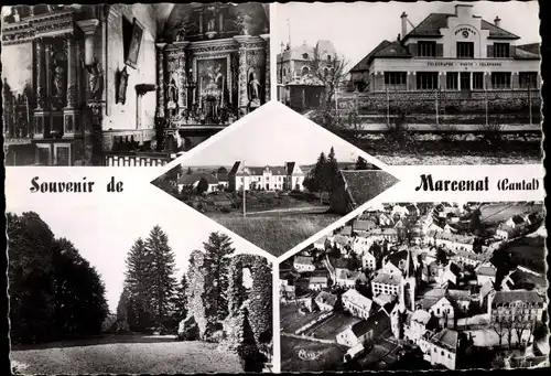 Ak Marcenat Cantal, Panorama, La Gare, L'Eglise