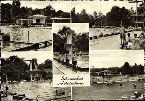 Ak Friedrichroda im Thüringer Wald, Schwimmbad, Freibad, Sprungturm