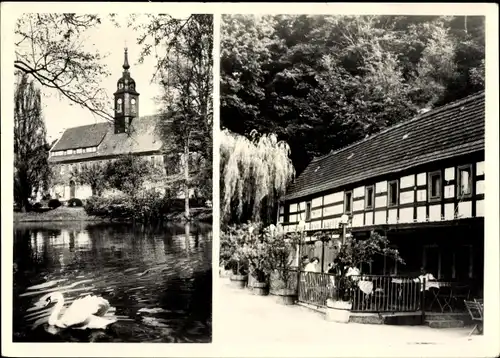 Ak Seußlitz Nünchritz an der Elbe, Eis Cafe Grund, Schwan