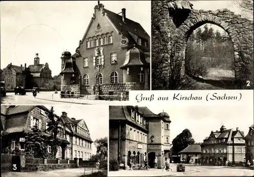 Ak Kirschau in Sachsen, Postamt, Rathaus, Straßenpartien