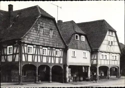 Ak Hirschfelde Zittau in Sachsen, Laubenhäuser am Marktplatz