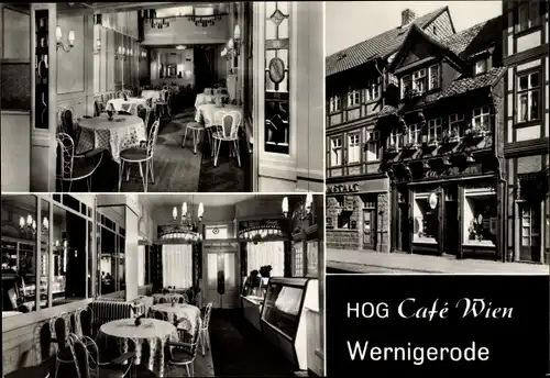 Ak Wernigerode am Harz, Aussen- und Innenansicht vom HOG Café Wien