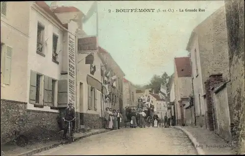 Ak Bouffémont Val d'Oise, La Grande Rue