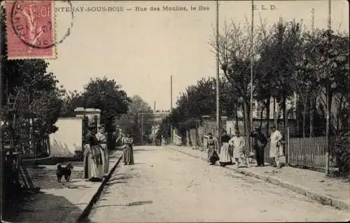 Ak Fontenay sous Bois Val de Marne, Rue des Moulins, le Bas