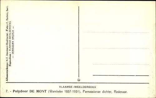 Ak Polydoor de Mont, Flämischer Dichter