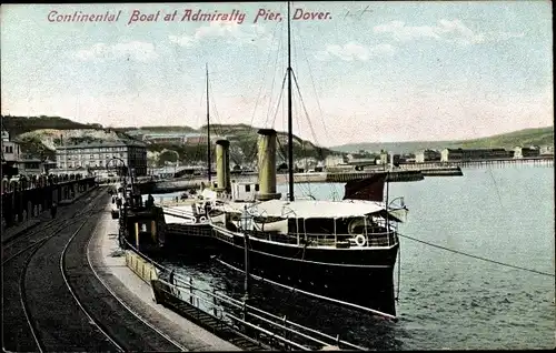 Ak Dover Kent England, Continental Boat at Admiralty Pier