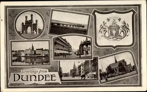 Wappen Ak Dundee Schottland, Royal Arch, Tay Bridge, High Street