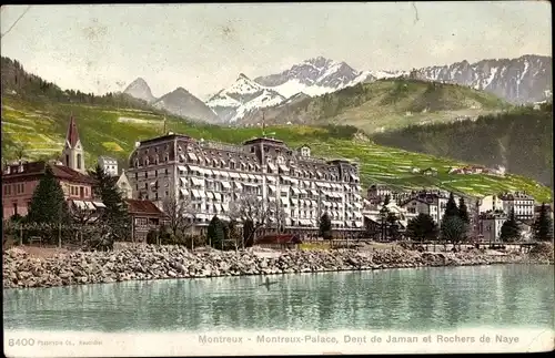 Ak Montreux Kanton Waadt Schweiz, Palace, Dent de Jaman et Rochers de Naye