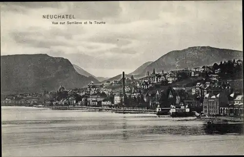 Ak Neuchâtel Kanton Neuenburg, Vue sur Serrières et la Tourne
