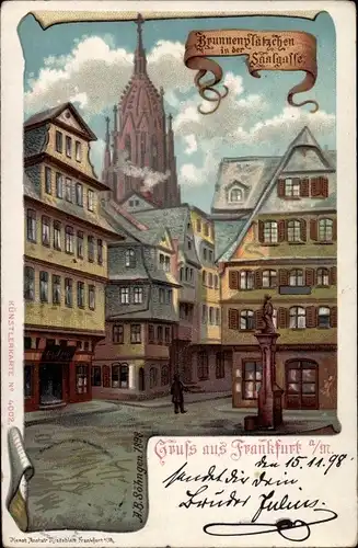 Künstler Litho Söhngen, Frankfurt am Main, Brunnenplätzchen in der Saalgasse