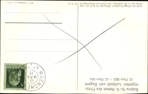 Künstler Ak Firle, Walther, Prinzregent Luitpold von Bayern, Sitzportrait