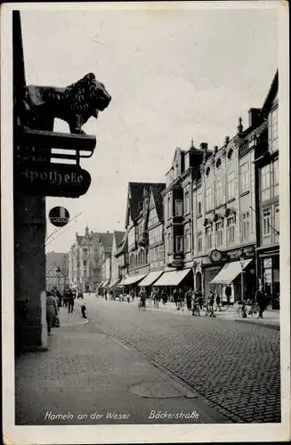 Ak Hameln in Niedersachsen, Bäckerstraße, Apotheke