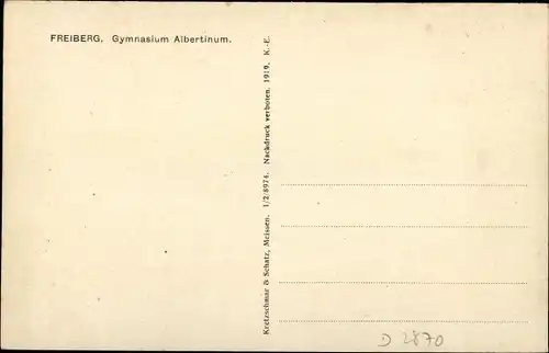 Ak Freiberg im Kreis Mittelsachsen, Straßenpartie mit Blick zum Gymnasium Albertinum