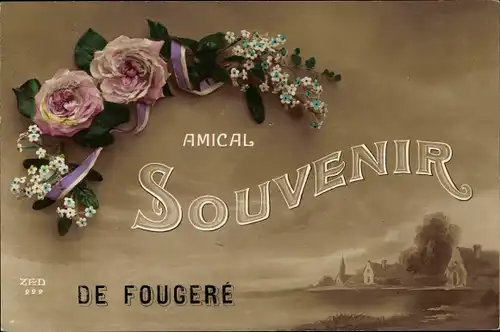 Ak Fougeré Maine-et-Loire, Rosen, Blick auf den Ort