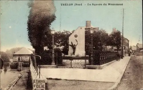 Ak Trélon Nord, La Square du Monument