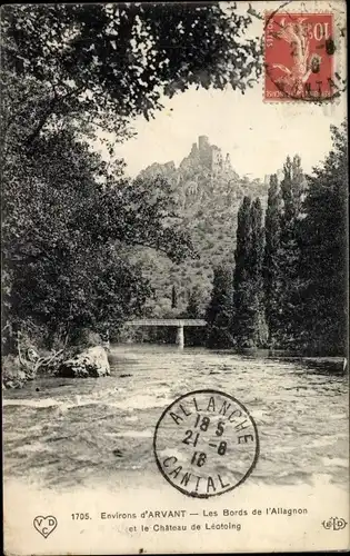 Ak Tournemire Cantal, Les Bords de l'Allagnon et le Chateau de Leotoing