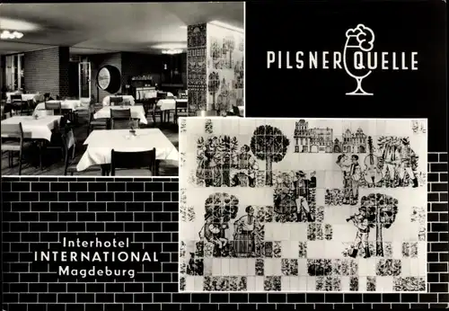 Ak Magdeburg in Sachsen Anhalt, Restaurant Pilsner Quelle, Interhotel International, Innenansicht