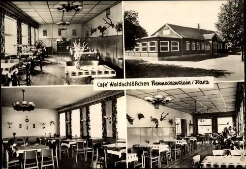 Ak Benneckenstein Oberharz, Café Waldschlößchen, Aussen- und Innenansicht